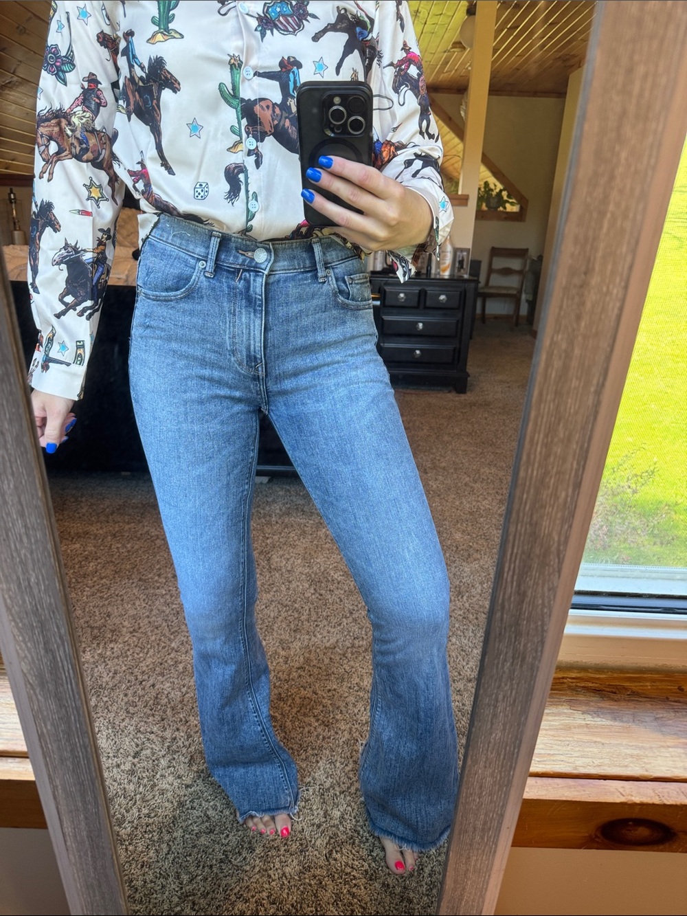 Express Medium Blue Flare Jeans - Women's Wide Leg